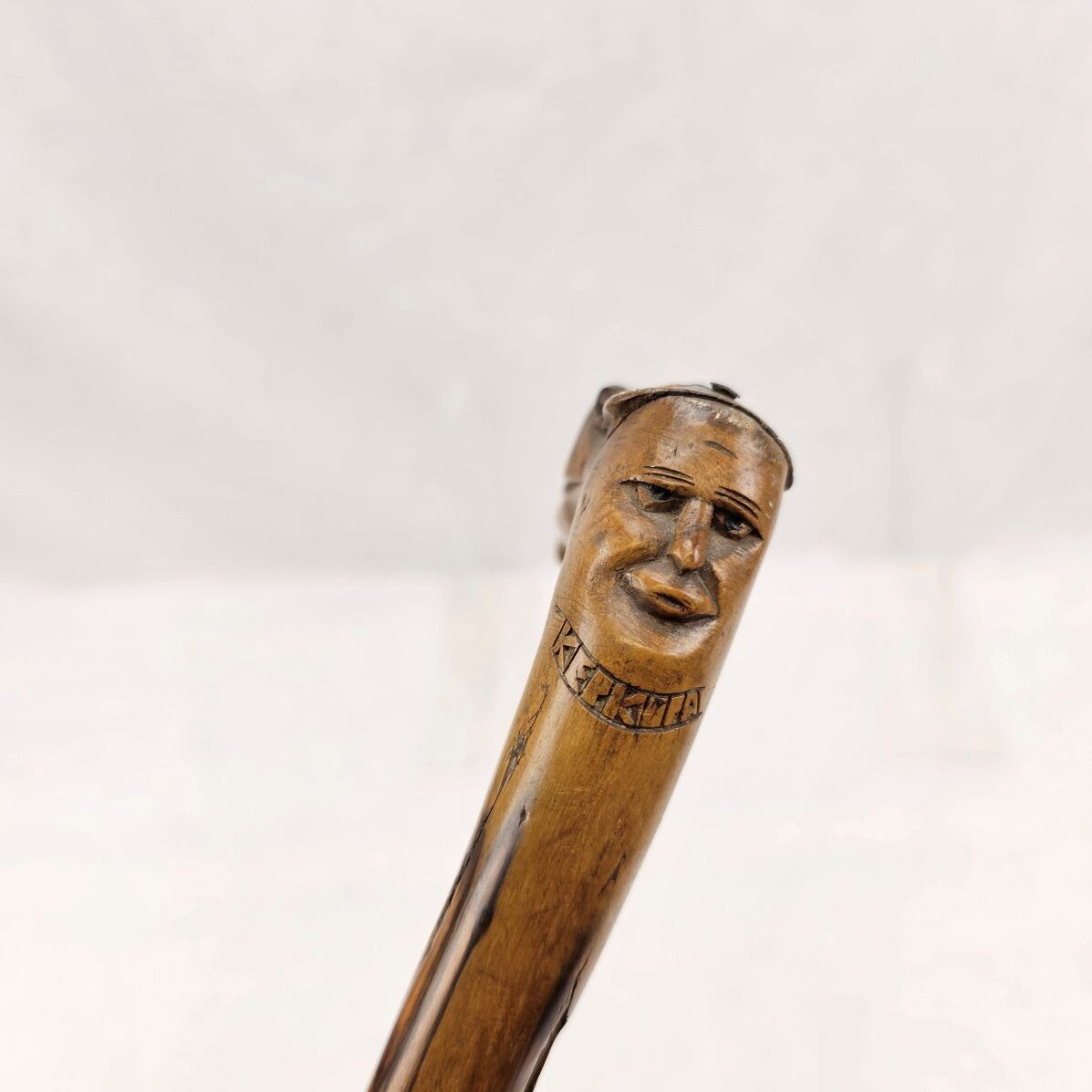 WW1 Turkish Prisoner of War Carved Horse Head Wooden Walking Stick - Image 4