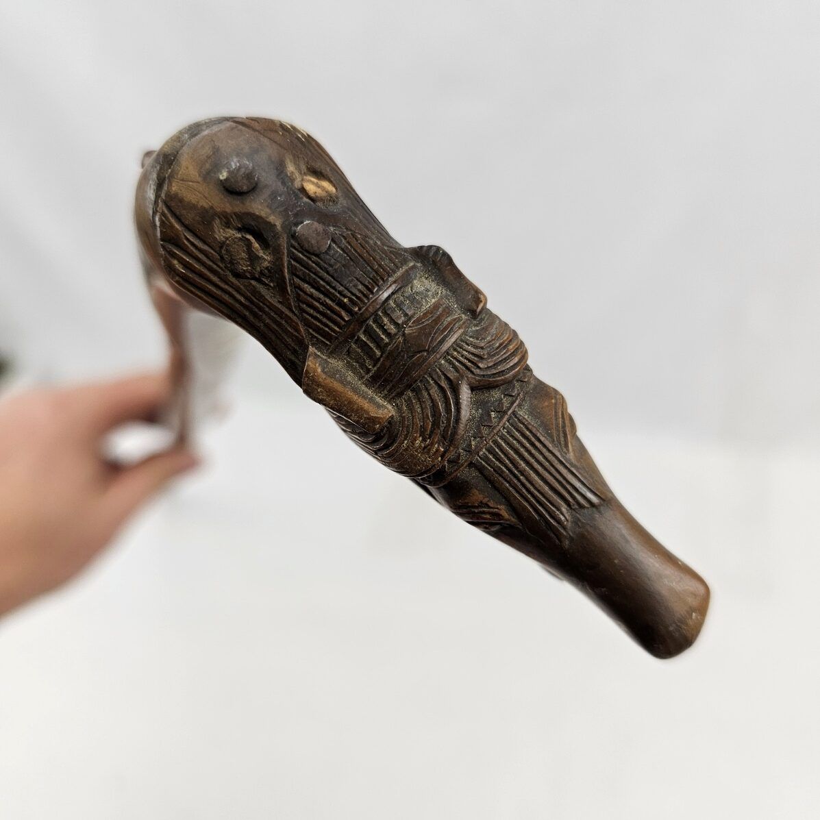 WW1 Turkish Prisoner of War Carved Horse Head Wooden Walking Stick - Image 6