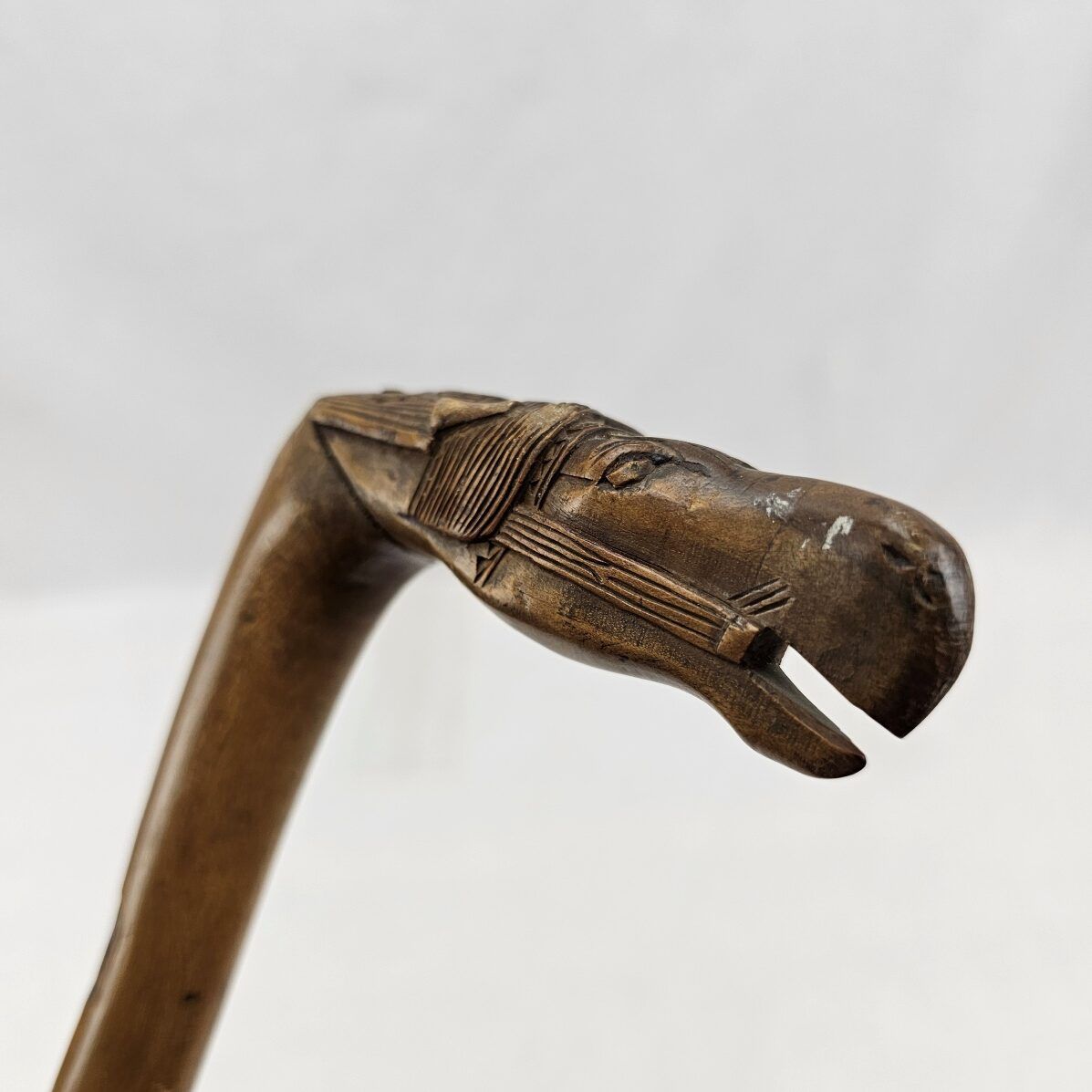 WW1 Turkish Prisoner of War Carved Horse Head Wooden Walking Stick - Image 7