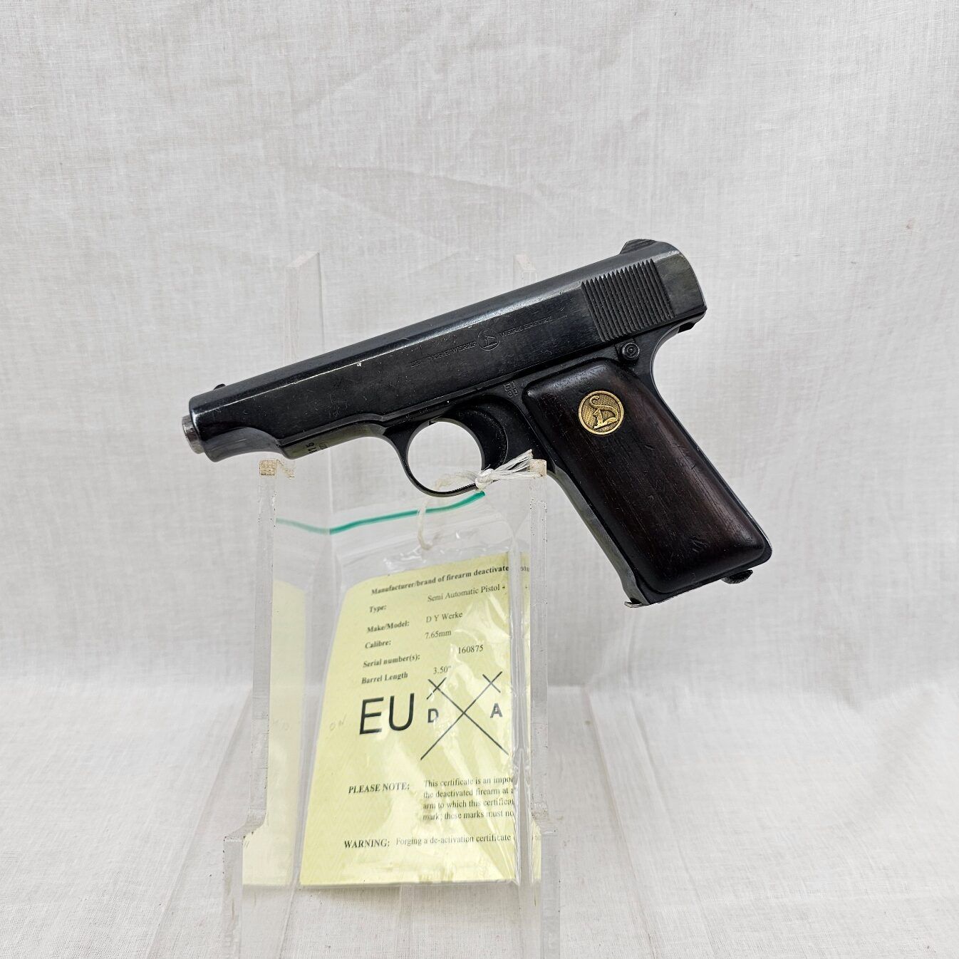 1921-1924 German Ortgies Werke Semi-Automatic Pistol Cal 7.65 - Deactivated