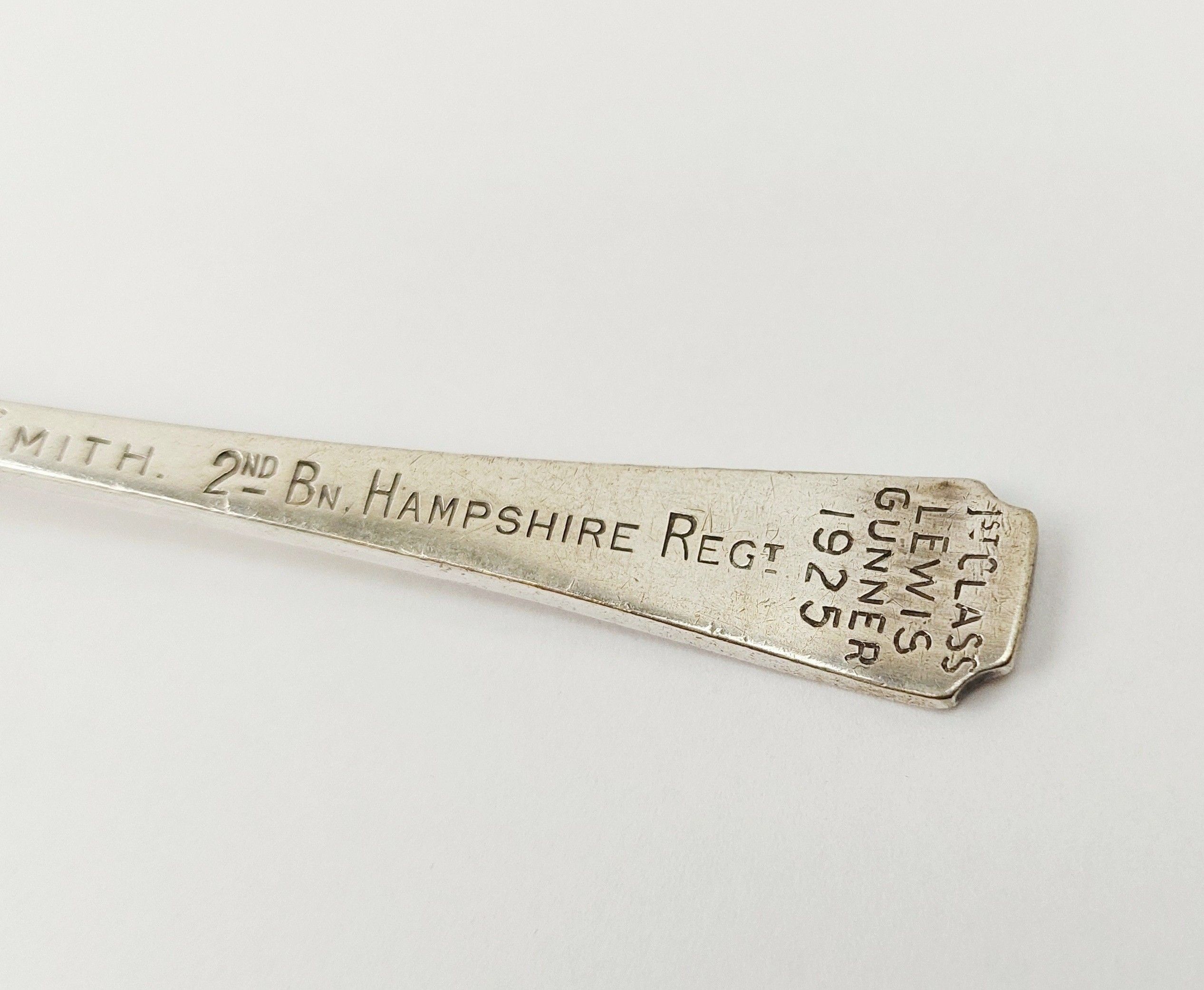 1925 EPNS Spoon 2nd Btn Hampshire Regiment Lewis Gunner - Image 3