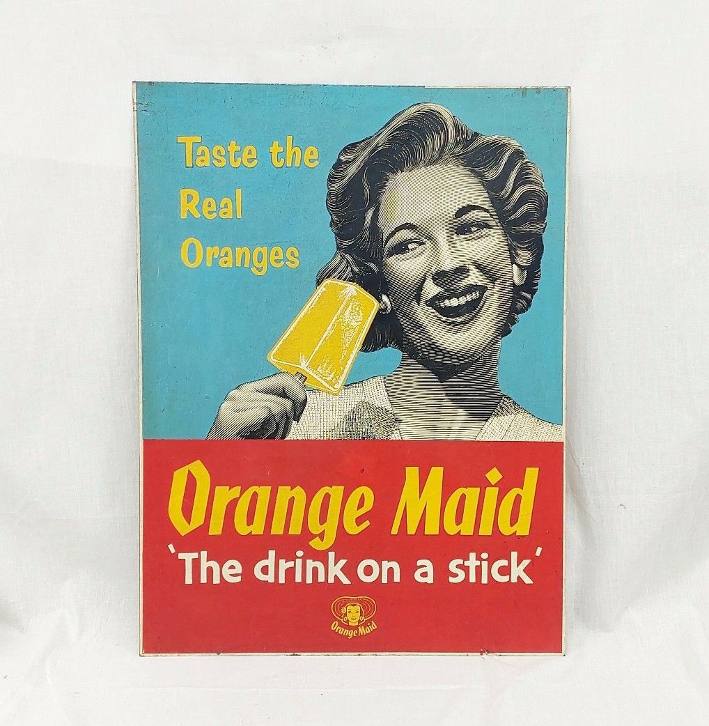 1960s Orange Maid Ice Lolly Double Sided Advertising Sign