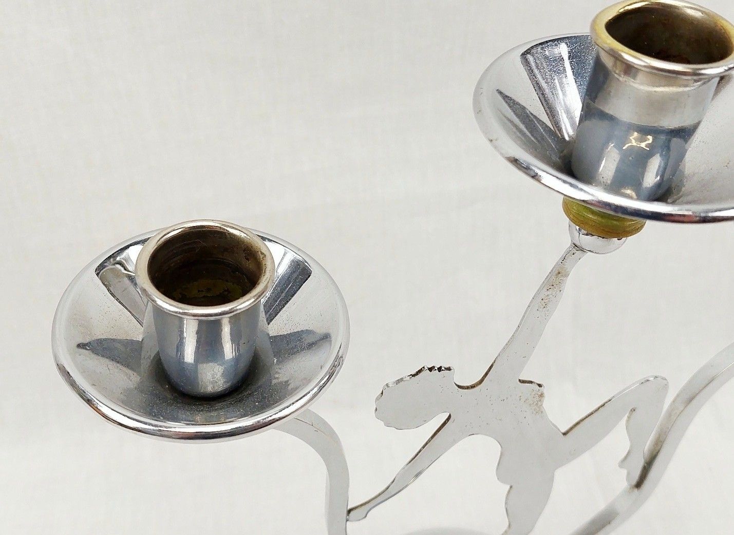 Art Deco Chrome Nude Lady Figural 3 Branch Candelabrum - Image 9