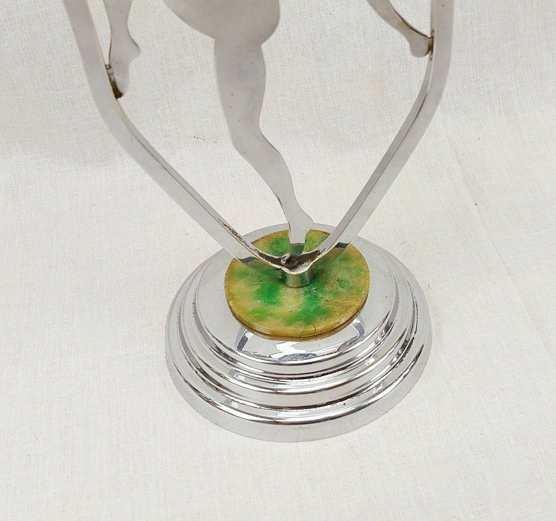 Art Deco Chrome Nude Lady Figural 3 Branch Candelabrum - Image 7