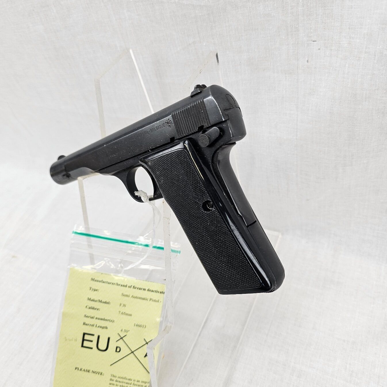 Browning/FN Model 1910/1922 Cal 7.65mm Semi-Automatic Pistol – Deactivated - Image 2