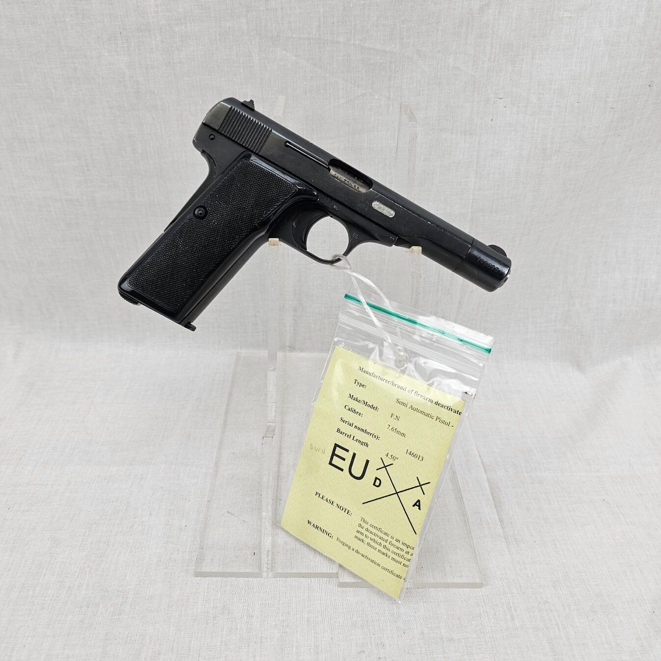 Browning/FN Model 1910/1922 Cal 7.65mm Semi-Automatic Pistol – Deactivated - Image 4