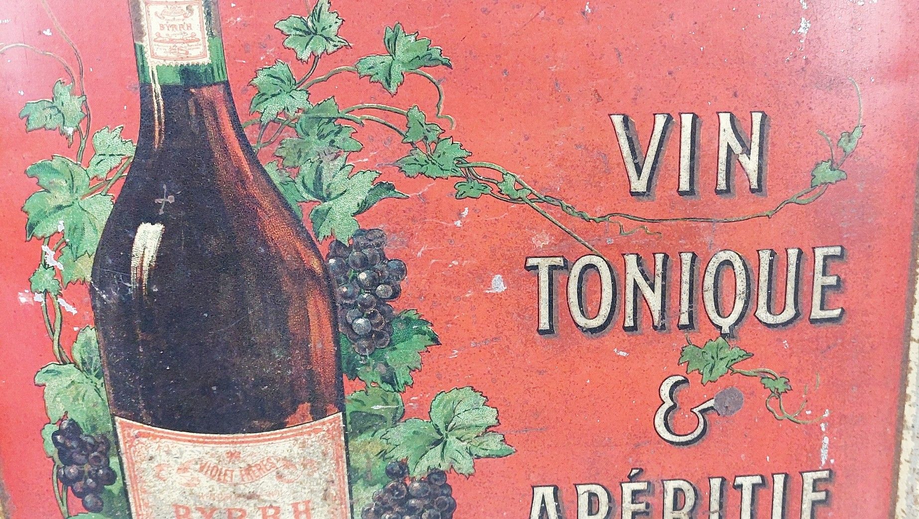 Circa 1900 Byrrh Vin Tonique & Aperitif Tole Tin Shop Advertising Sign - Image 5