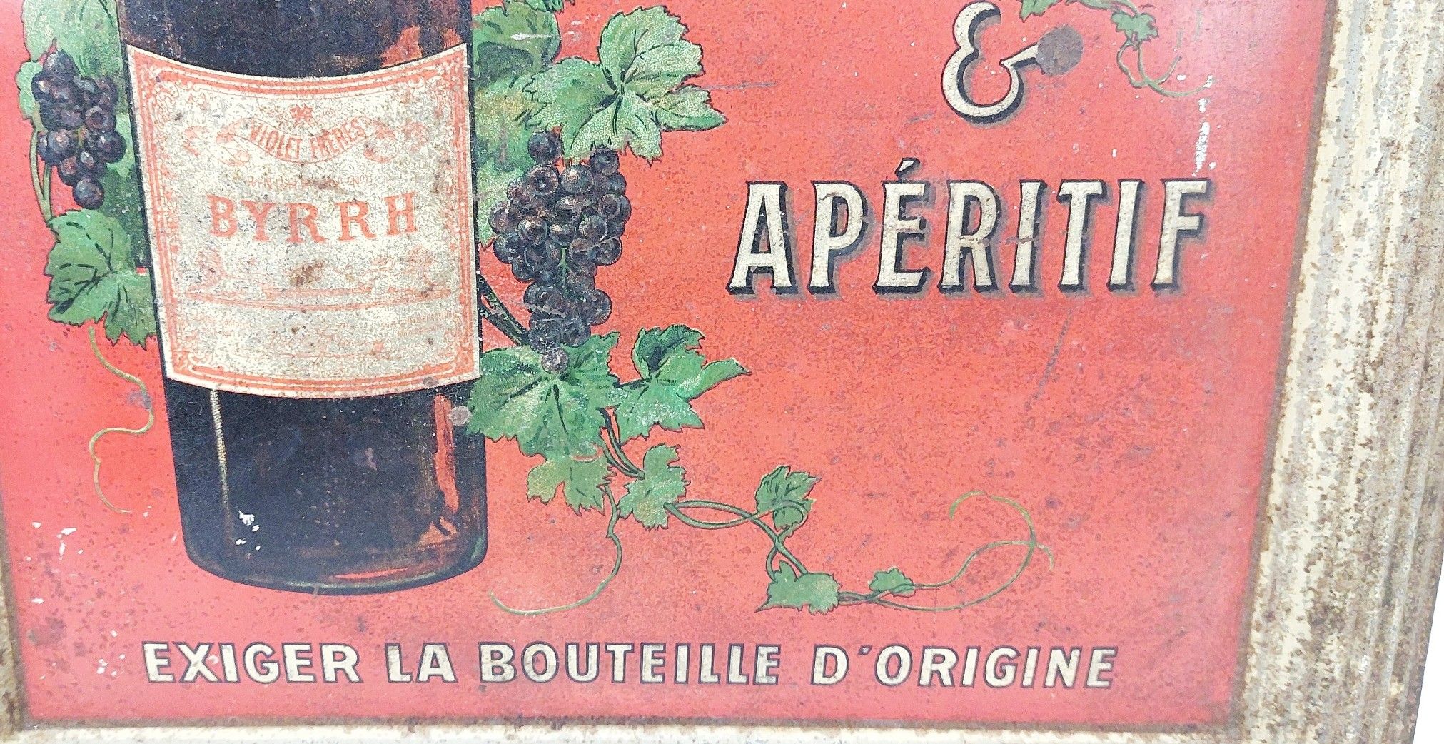 Circa 1900 Byrrh Vin Tonique & Aperitif Tole Tin Shop Advertising Sign - Image 4