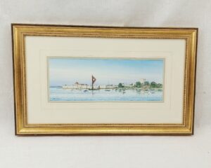 Framed Watercolour Of Porchester Castle By Colin Baxter