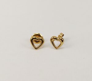 9ct Gold Love-Heart Stud Earrings