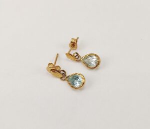 9ct Gold Blue Topaz Drop Earrings