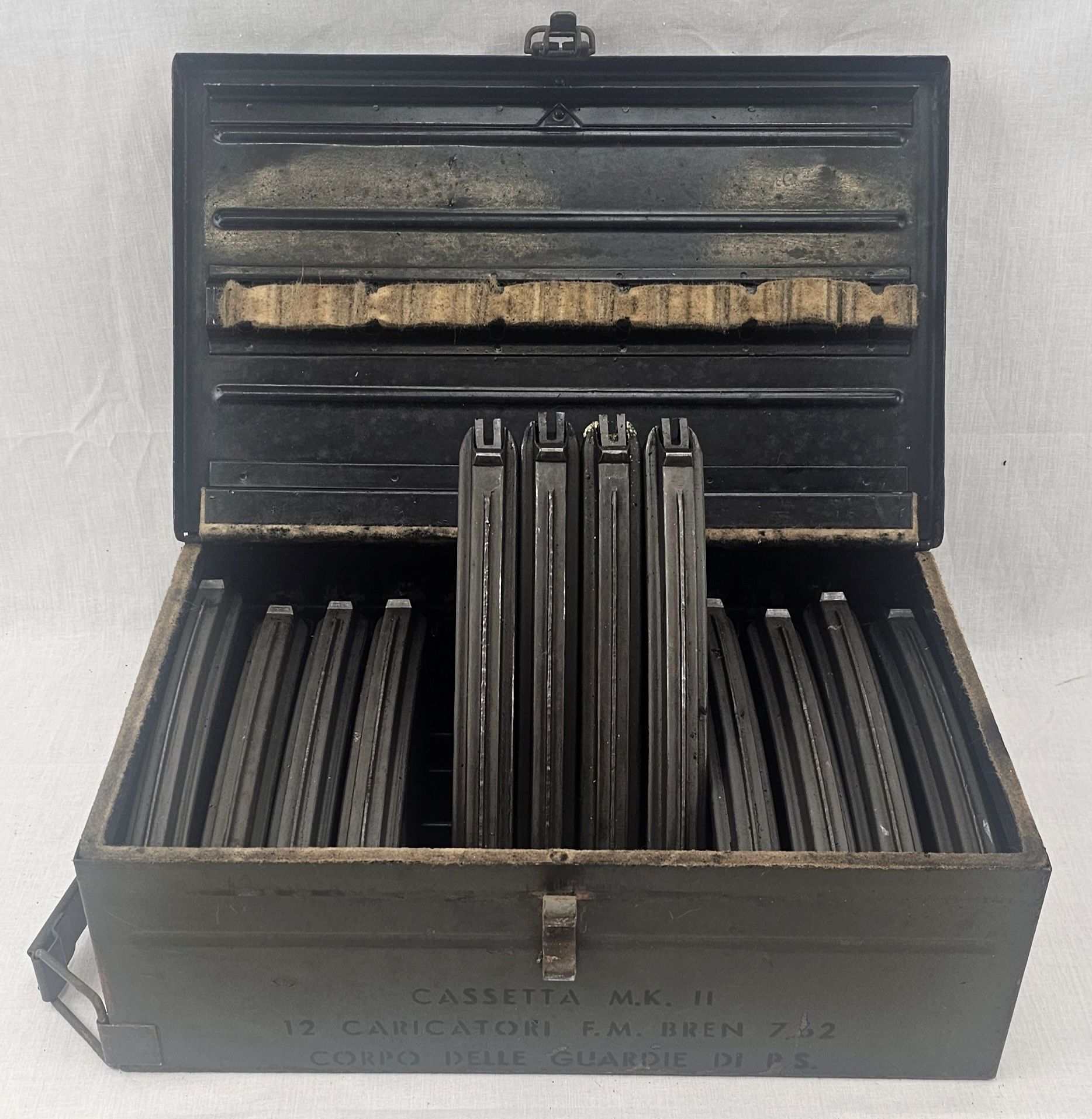 Rare Italian 7.62 Bren Ammunition Box with 12 Magazines