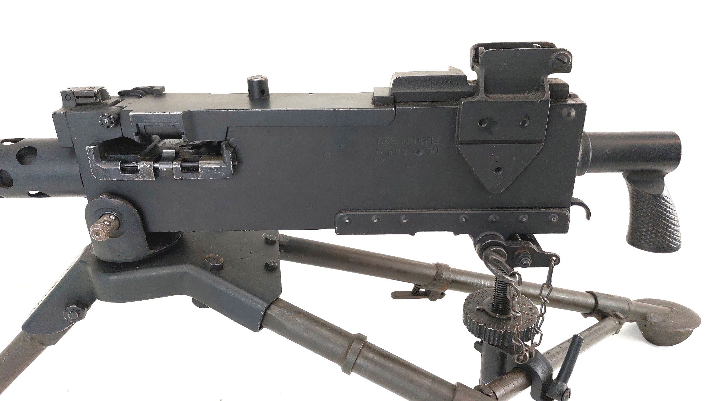USA, WW2, Browning M1919A4 .30 AN/M2 (Army-Navy) Heavy Machine Gun, Made by Rock Island Arsenal, 7.62 cal Israeli Conversion No.2. Mark A, with Tripod, Ammo Box, Inerts & Original Cover, Old Spec Deactivated - Image 15