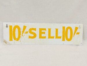 Vintage 1960s Plastic 10 Shillings Shop Sign