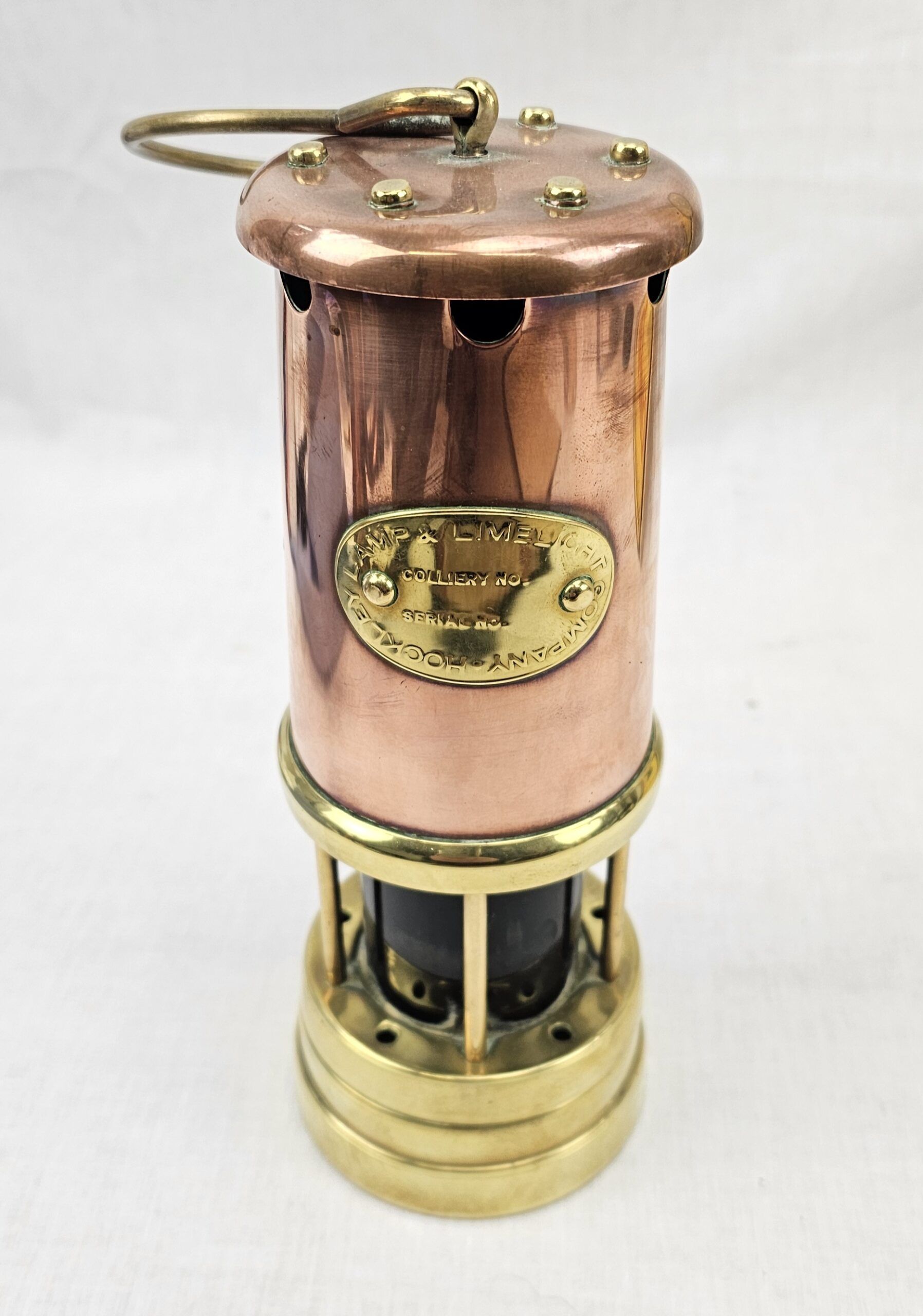 Vintage Brass Miners Lamp by Lamp & Limelight Company Hockley