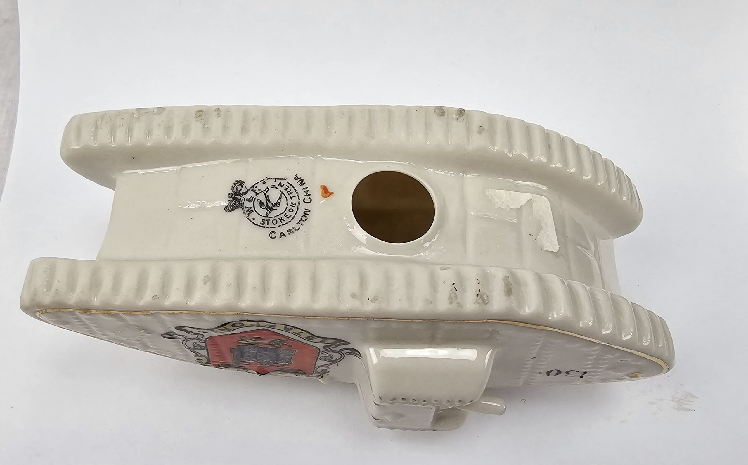 WW1 Eistafford Crested Ware Tank By Carlton China - Image 2