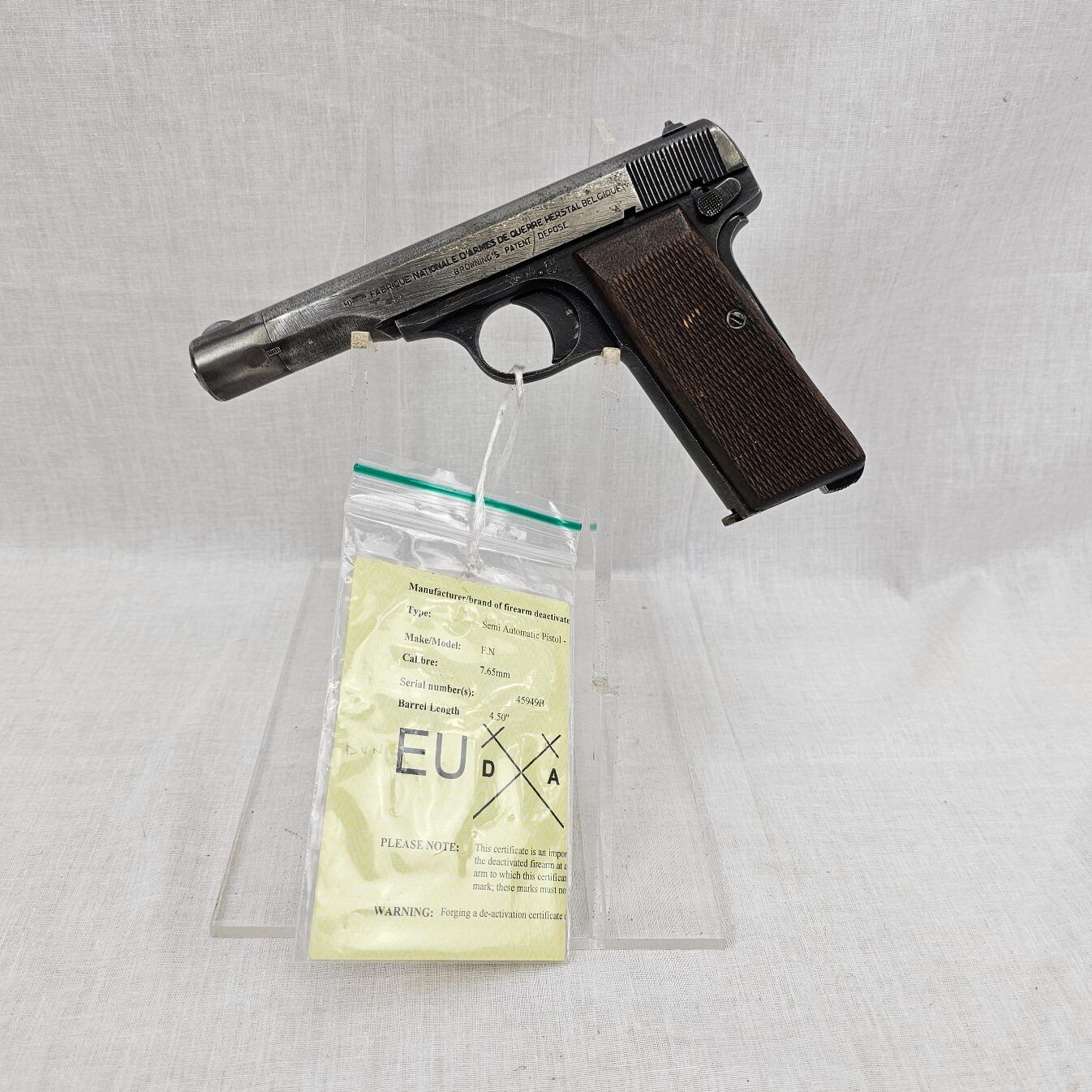 WW2 German Nazi Browning/FN Model 1922 Cal.32 Semi-Automatic Pistol - Deactivated