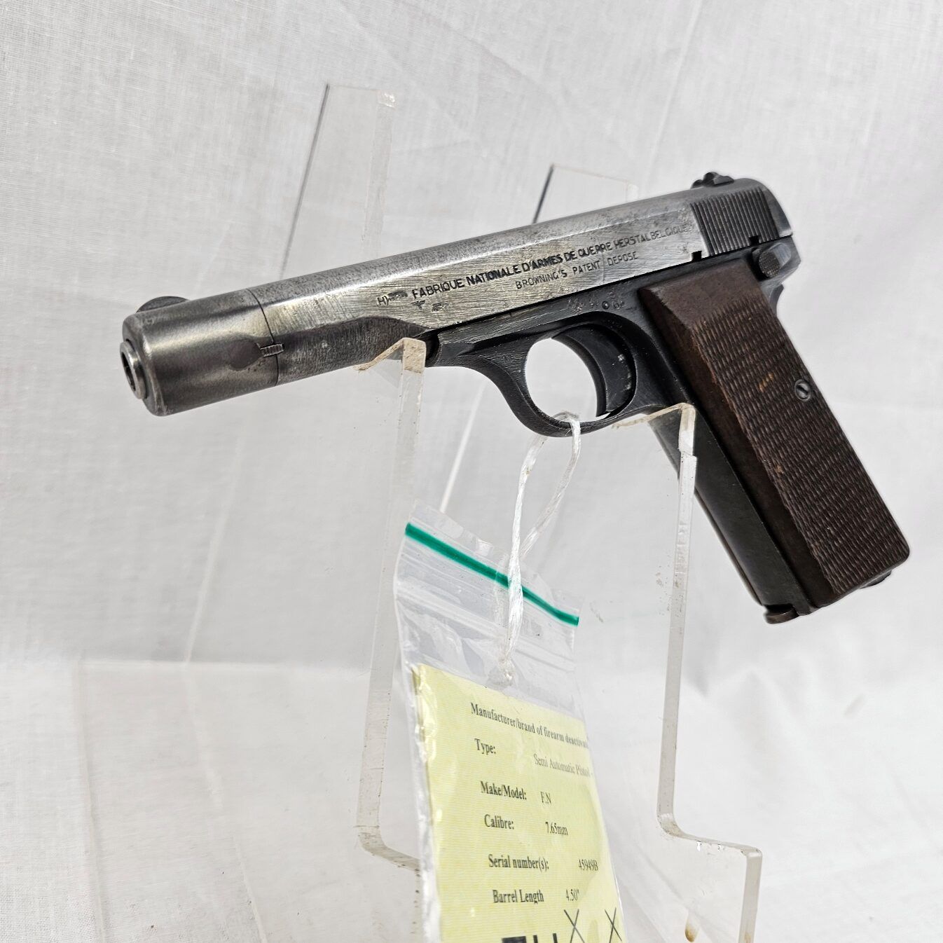 WW2 German Nazi Browning/FN Model 1922 Cal.32 Semi-Automatic Pistol - Deactivated - Image 3