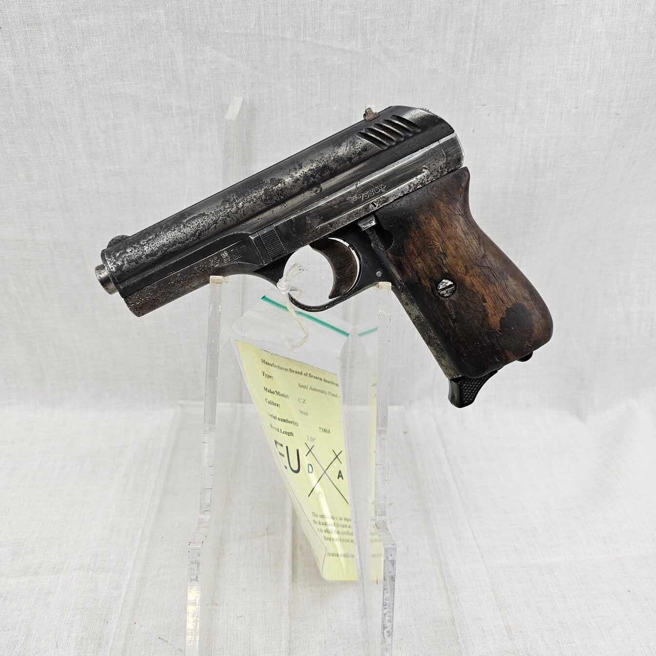 WW2 Era German Nazi Czech made CZ28 Semi-Automatic Pistol - Deactivated