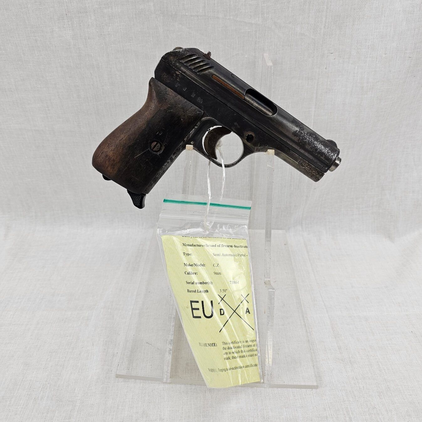 WW2 Era German Nazi Czech made CZ28 Semi-Automatic Pistol - Deactivated - Image 7
