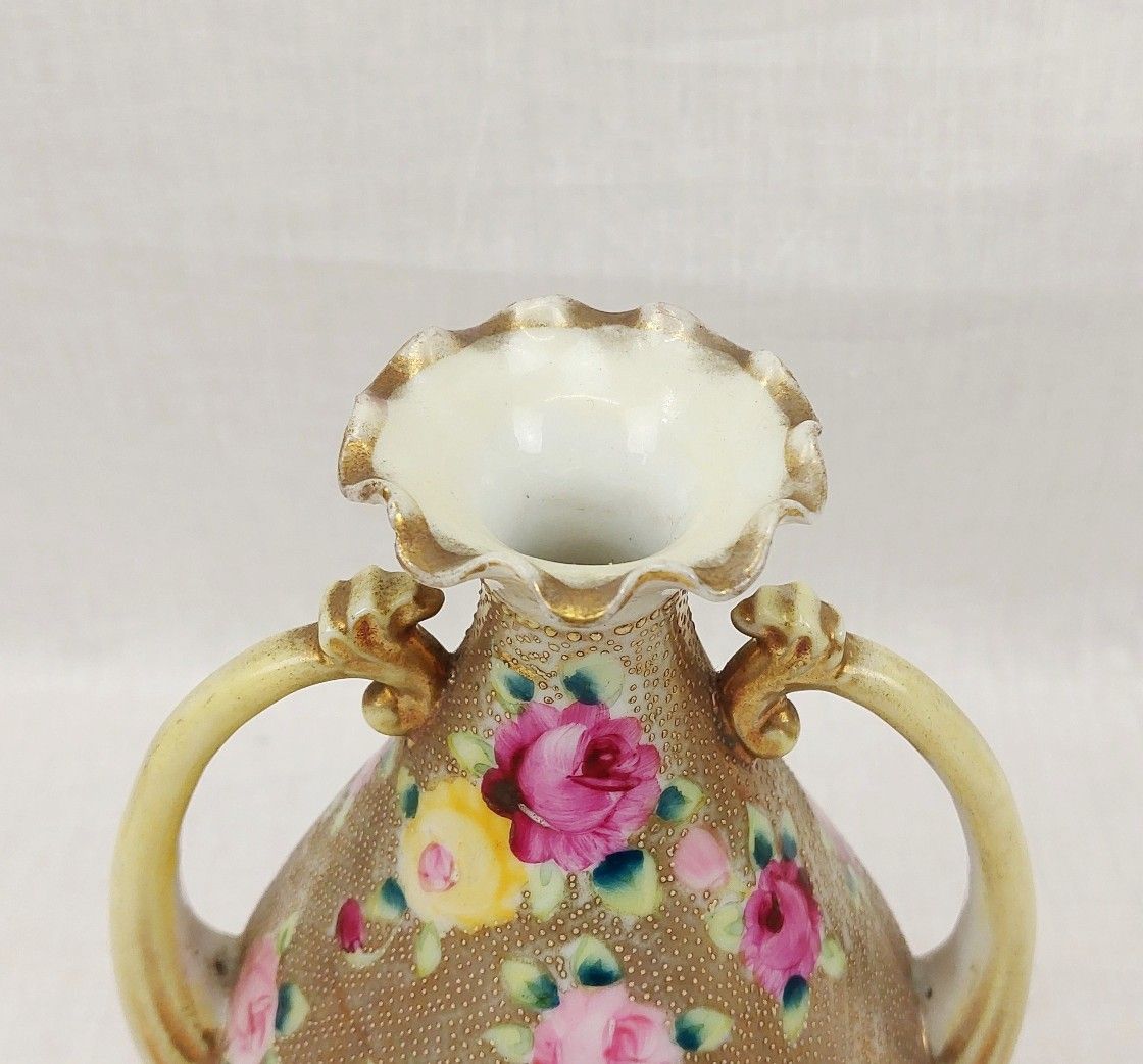 c1850 Japanese Nippon Porcelain Vase With Gilt And Roses - Image 7