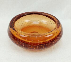 1960s Murano Glass Bullcante Controlled Bubble Bowl Flavio Polli