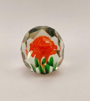 1970s Chinese Faceted Lampwork Glass Paperweight