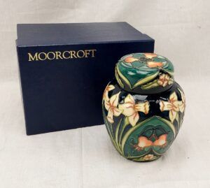 Boxed Moorcroft Narcissus Pattern Ginger Jar