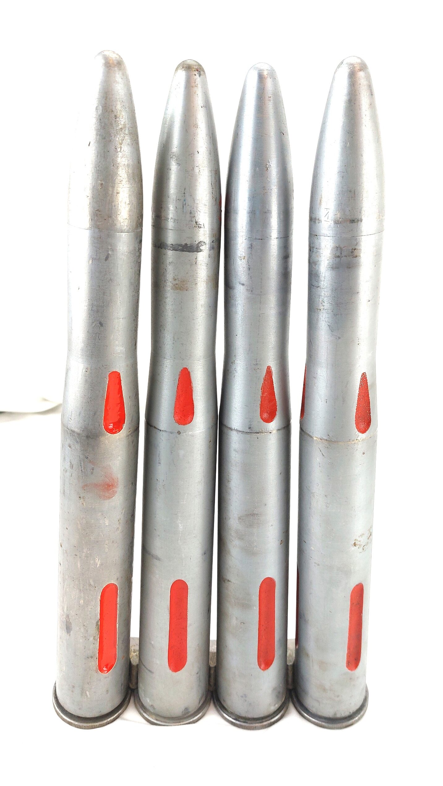 British, Clip of Four Royal Navy L60 Bofors 40mm N2 DRILL Rounds, Made by G.H.S., Dated 1953-1954, Inert - Image 4