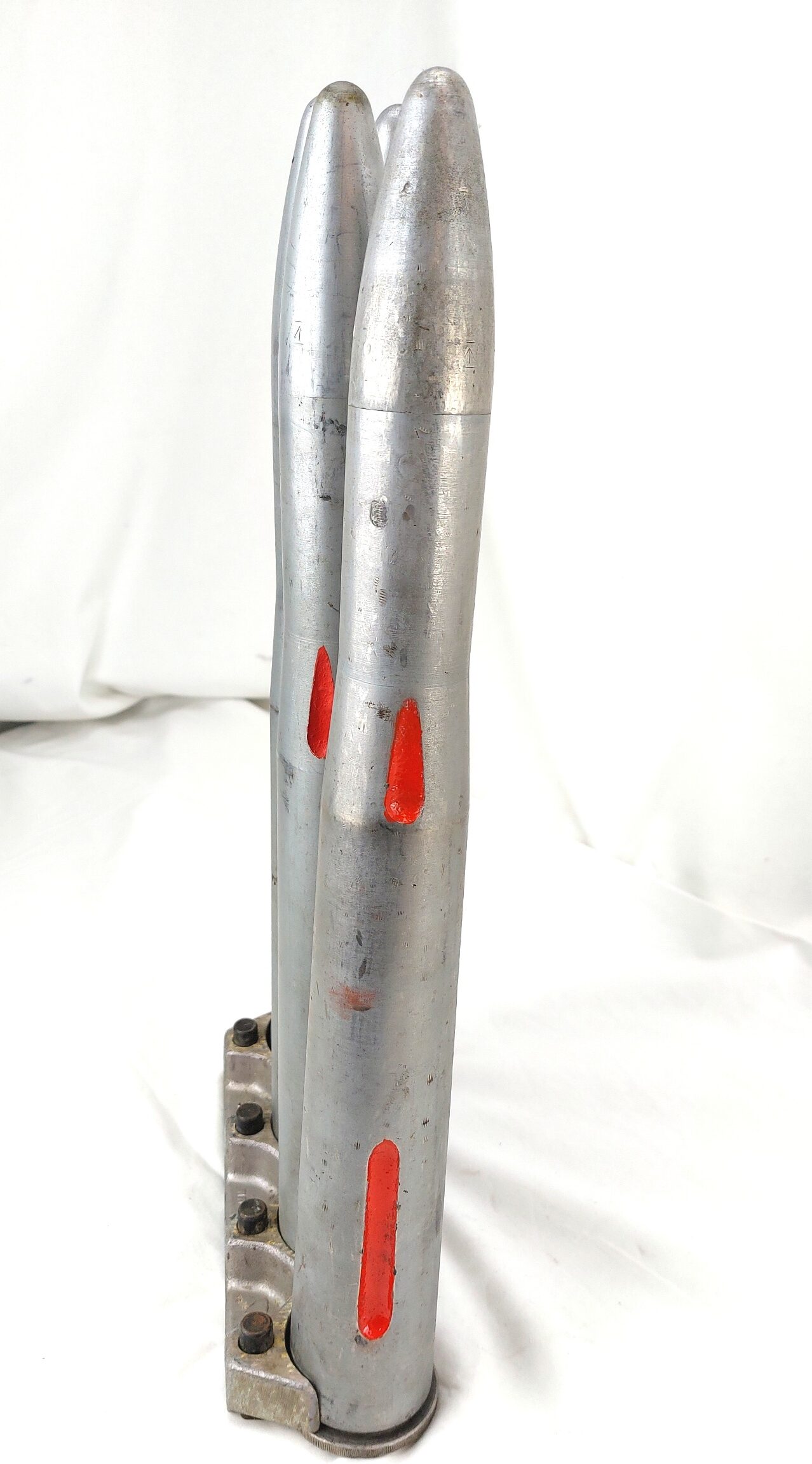 British, Clip of Four Royal Navy L60 Bofors 40mm N2 DRILL Rounds, Made by G.H.S., Dated 1953-1954, Inert - Image 7