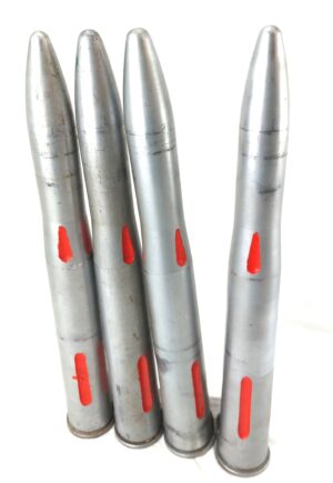 British, Clip of Four Royal Navy L60 Bofors 40mm N2 DRILL Rounds, Made by G.H.S., Dated 1953-1955, Inert