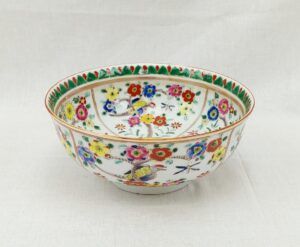 Early 20th Century Japanese Famille Verte Floral Bowl