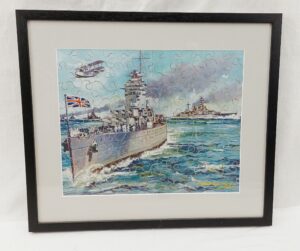 Framed 1930s Jigsaw Of British Battleships With Box