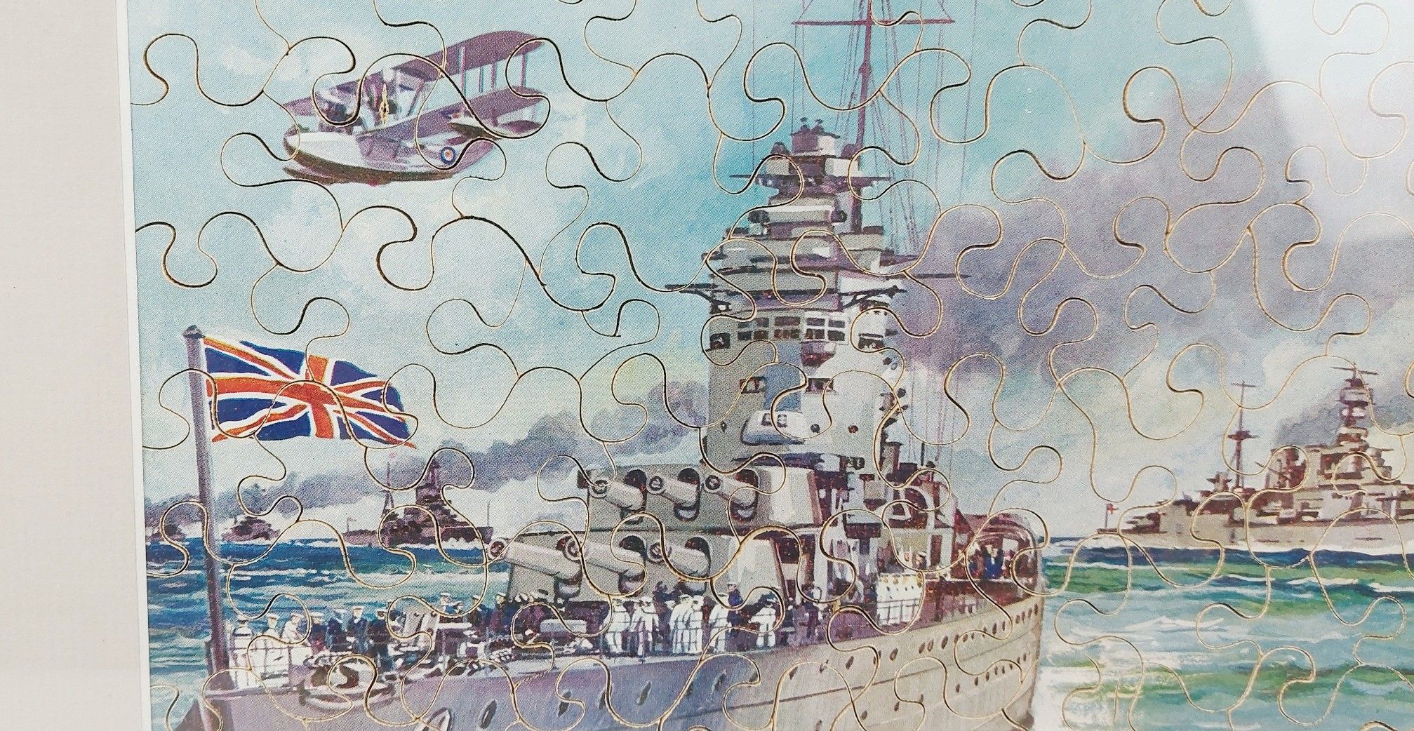 Framed 1930s Jigsaw Of British Battleships With Box - Image 3