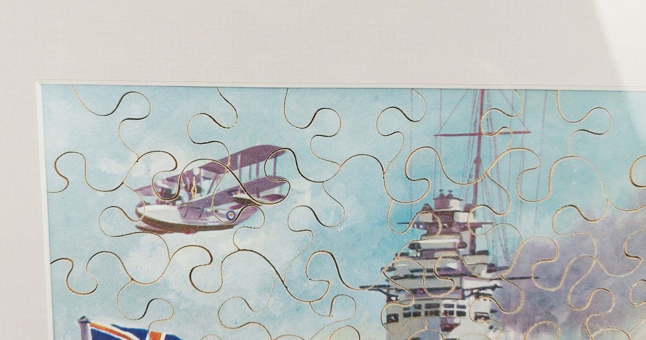 Framed 1930s Jigsaw Of British Battleships With Box - Image 5