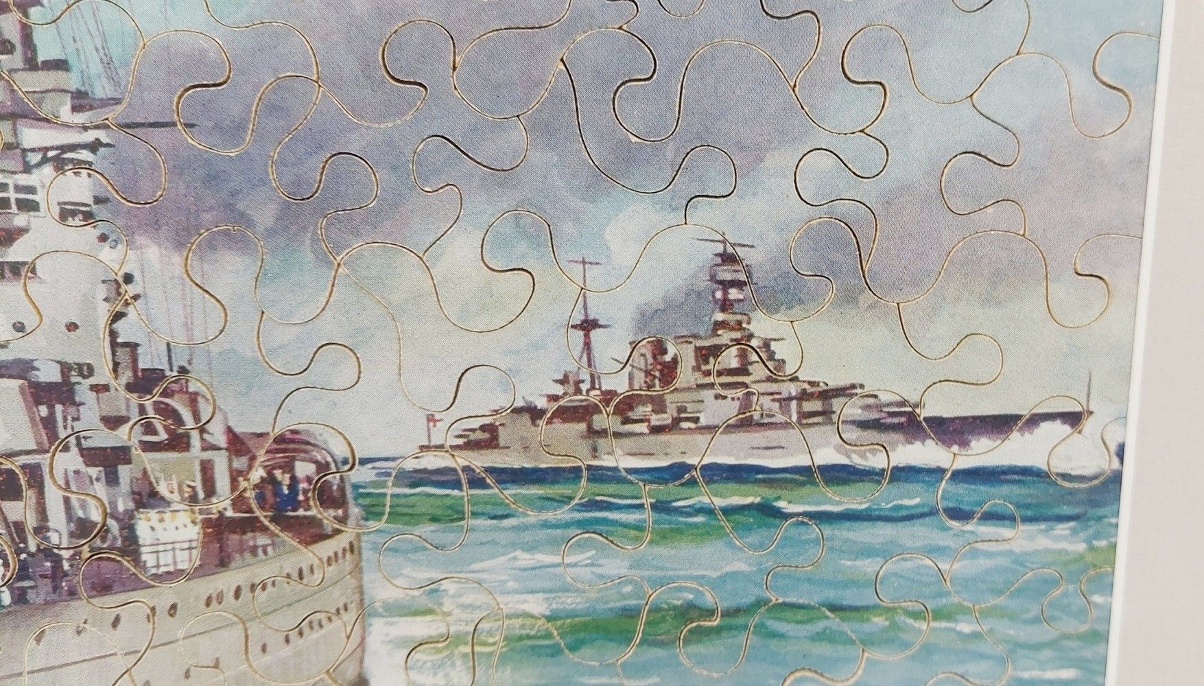 Framed 1930s Jigsaw Of British Battleships With Box - Image 2
