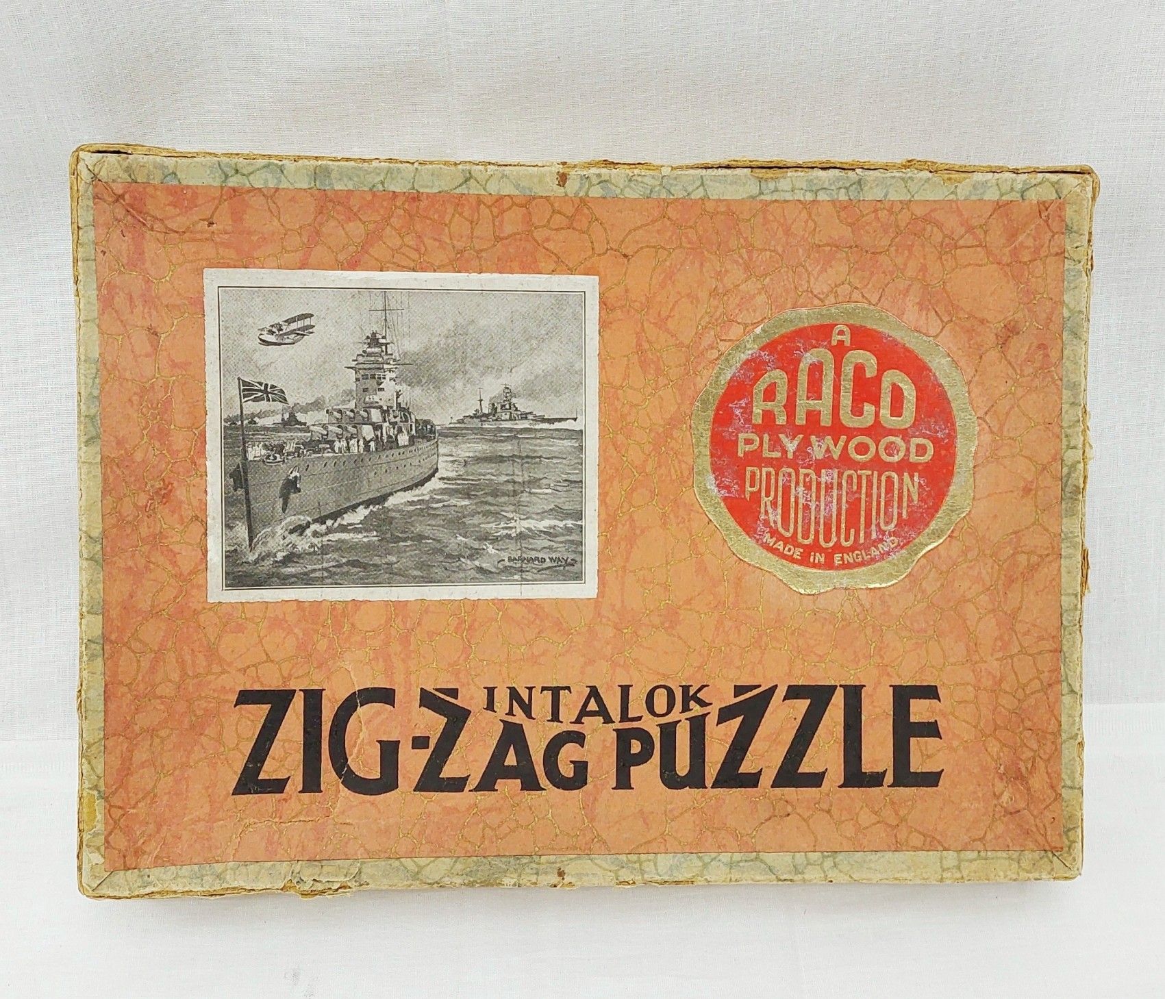 Framed 1930s Jigsaw Of British Battleships With Box - Image 7
