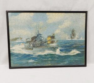 Framed Jigsaw Of British Royal Navy Destroyers In Action 1941 With Box