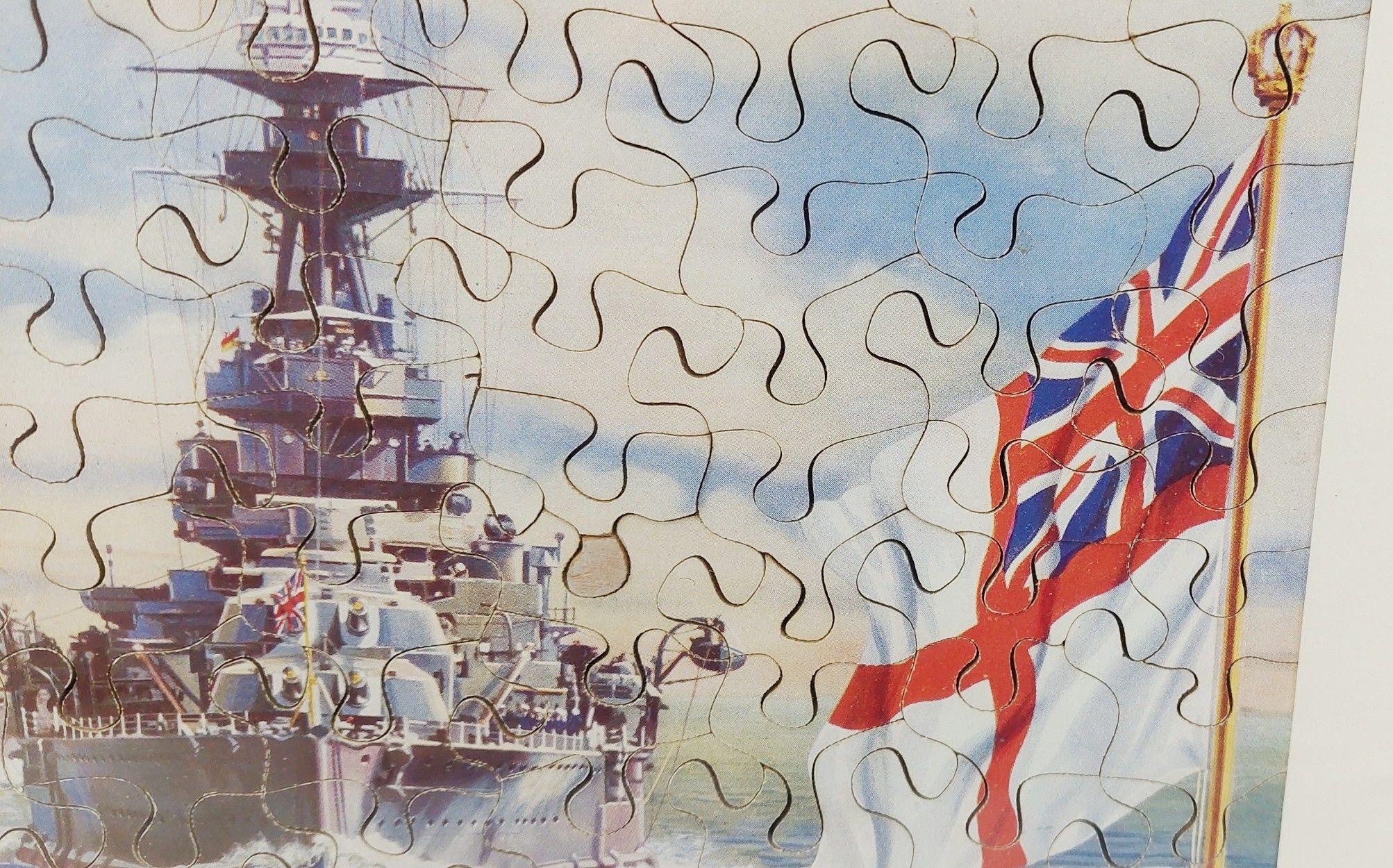 1930s Framed Victory Jigsaw Puzzle Of Britains Naval Might With Box - Image 3