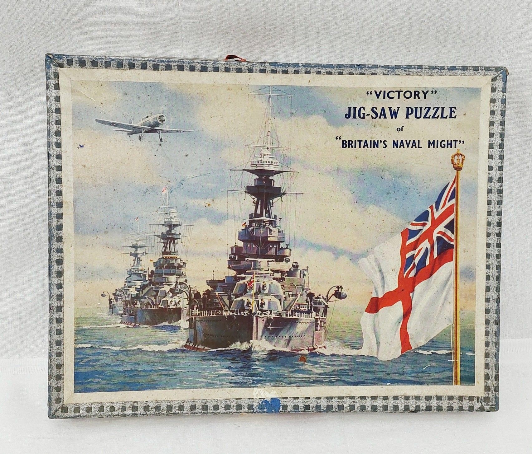 1930s Framed Victory Jigsaw Puzzle Of Britains Naval Might With Box - Image 8