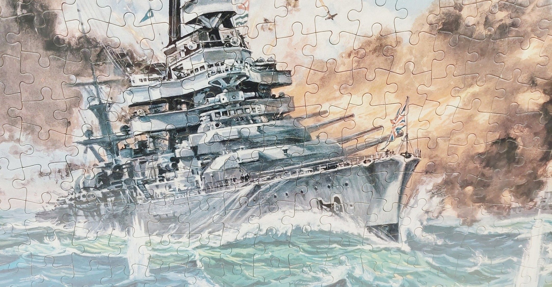 Framed Vintage Jigsaw Of British Battleship With Box - Image 4