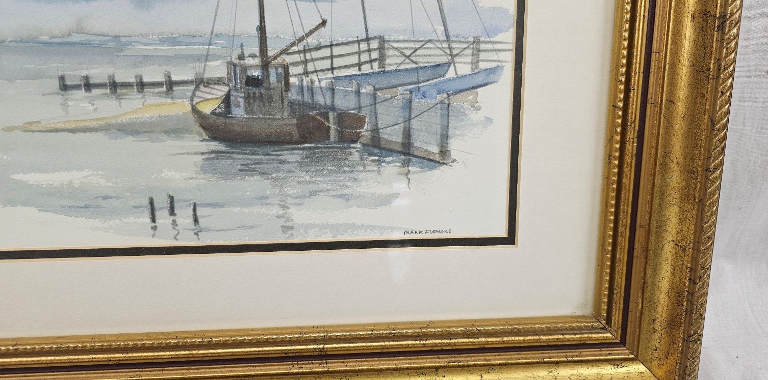 Framed Watercolour Of A Small Trawler By Mark Flemons - Image 3