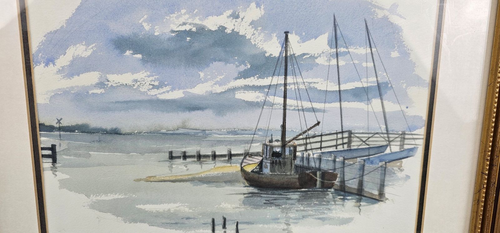 Framed Watercolour Of A Small Trawler By Mark Flemons - Image 2