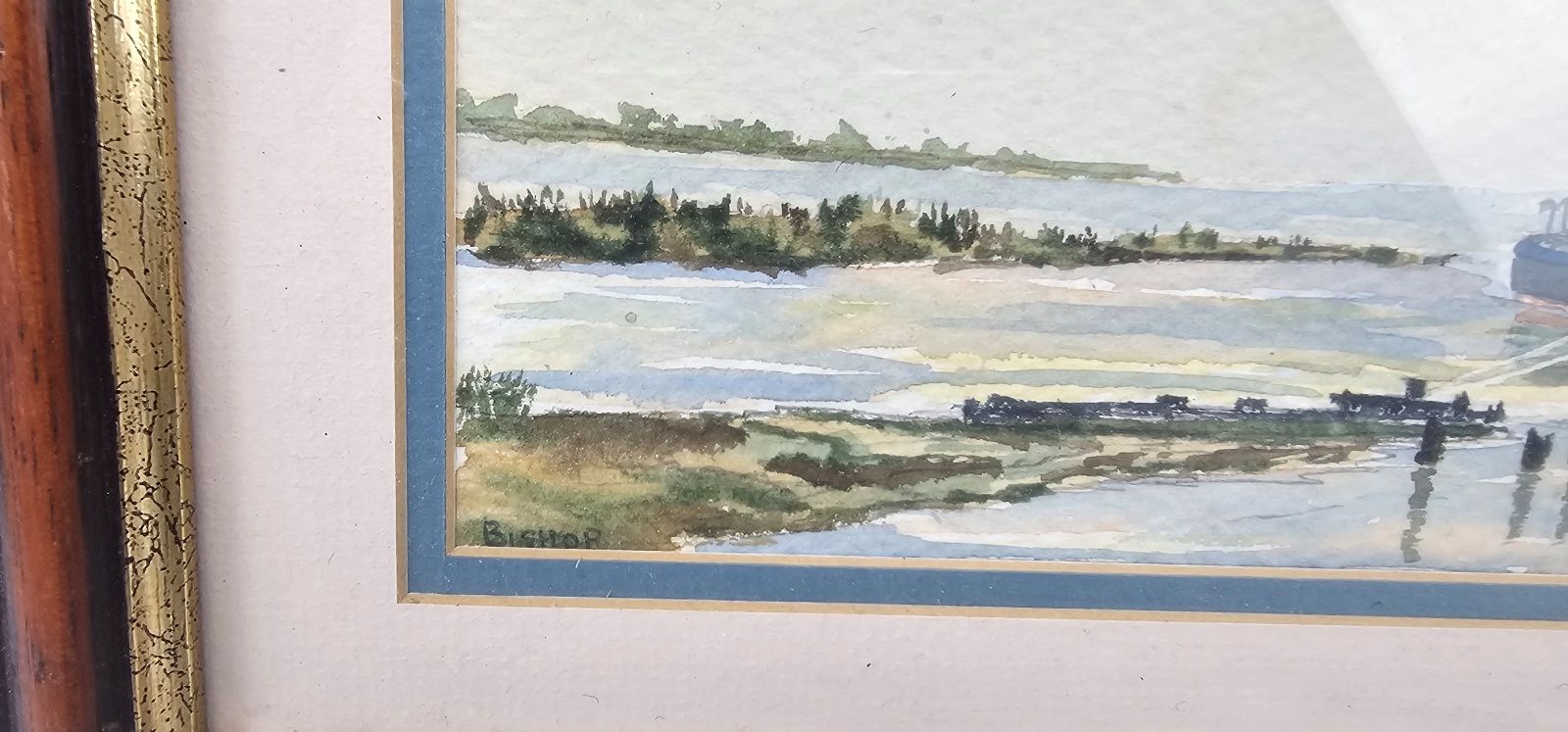 Framed Watercolour Of Two Coastal Sailing Barges By Bishop - Image 4