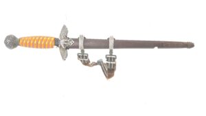 German, WW2, c1937, Third Reich 2nd Pattern Luftwaffe Officers Dagger (Fliegerdolch), Made by Puma Solingen, & Scabbard with Hanger
