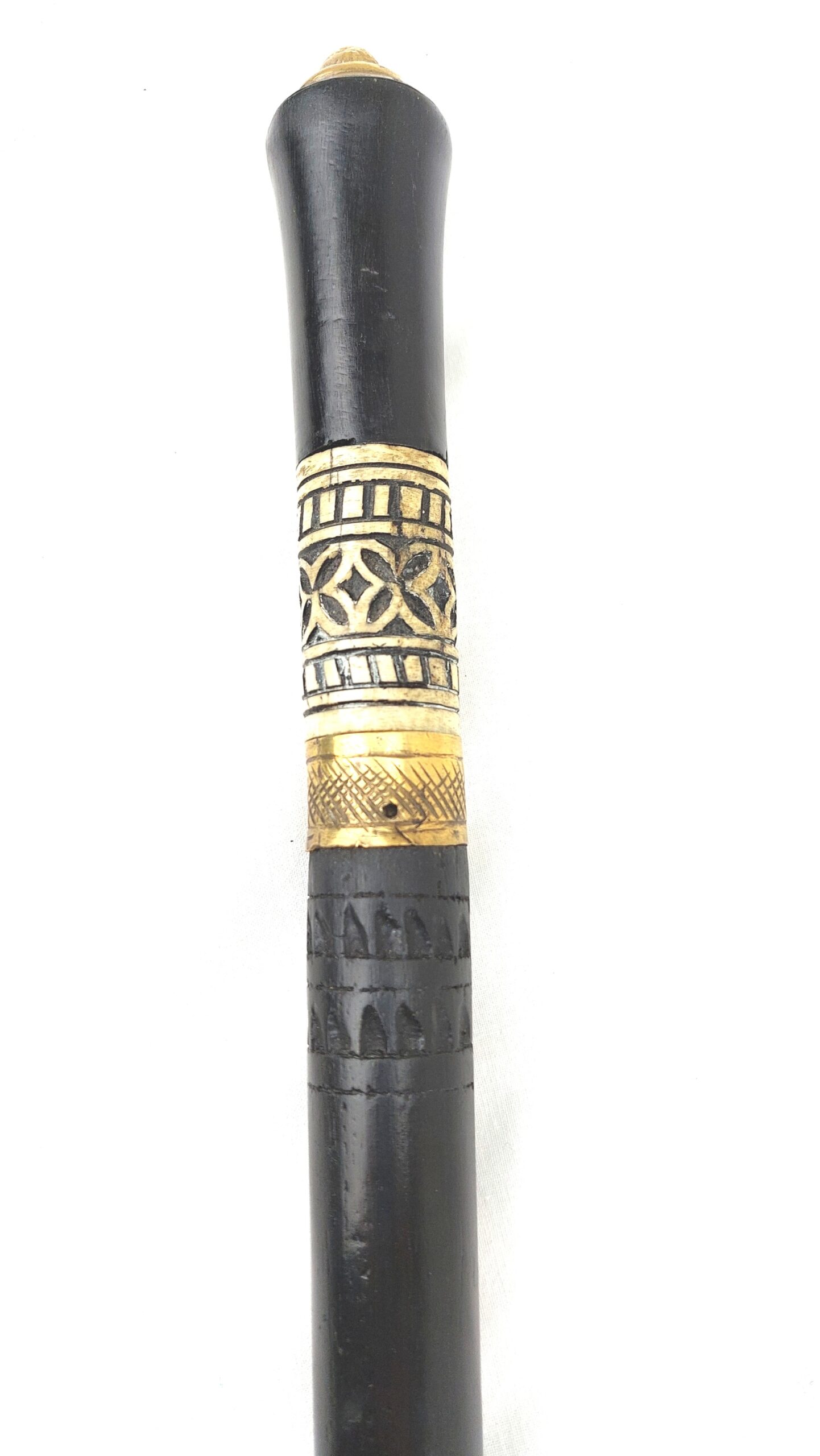 Late 19th Century Anglo-Indian Colonial Brass & Buffalo Horn Topped Sword Stick