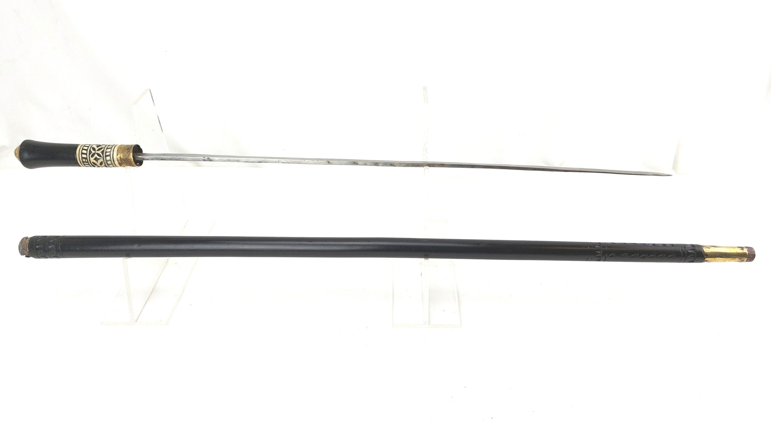 Late 19th Century Anglo-Indian Colonial Brass & Buffalo Horn Topped Sword Stick - Image 5