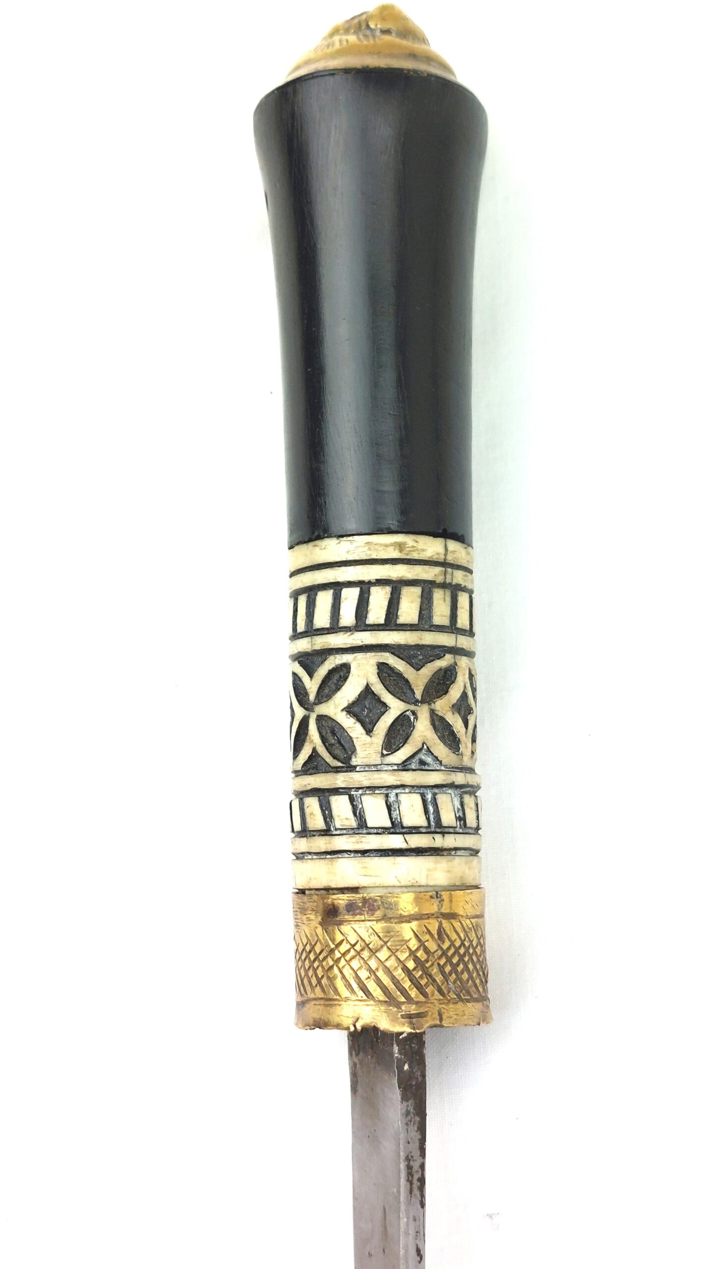 Late 19th Century Anglo-Indian Colonial Brass & Buffalo Horn Topped Sword Stick - Image 6