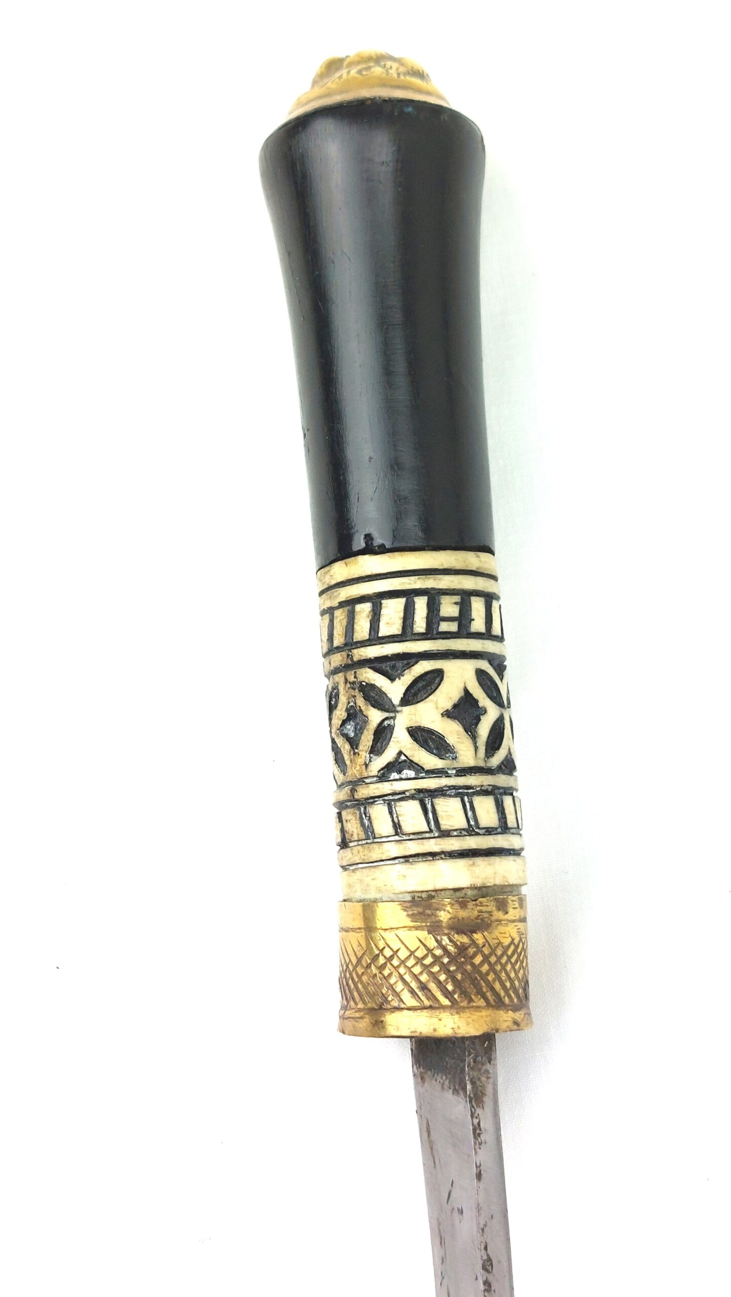 Late 19th Century Anglo-Indian Colonial Brass & Buffalo Horn Topped Sword Stick - Image 8