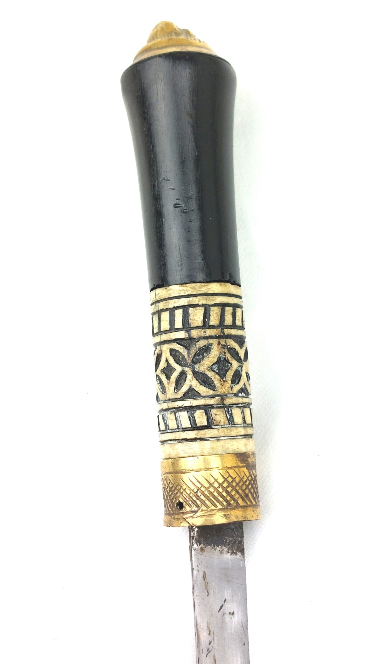 Late 19th Century Anglo-Indian Colonial Brass & Buffalo Horn Topped Sword Stick - Image 9